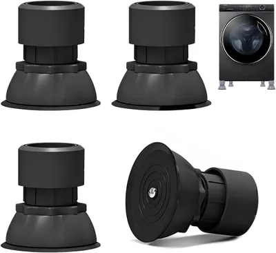Imagen del producto de Base ajustable para lavadora, de 10 a 12 cm, con goma antivibraciones, apta para lavadoras y secadoras