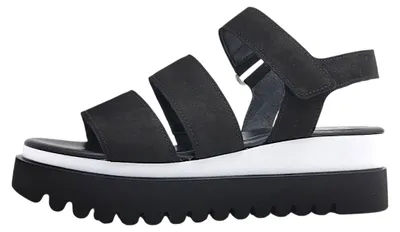 Image de Gabor : Sandales compensées, modèle "Sandalette", couleur noire, pour un usage décontracté