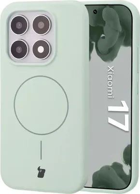 Produktbild von Silikon Handyhülle mit Magnetring für Xiaomi 17, Bizon Soft Case Magnetic, Pistazienfarben