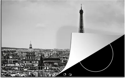Produktbild von KitchenYeah© Herdabdeckplatte Die Skyline von Paris , 81x52cm, Küche Deko, Glaskeramikkochfeld Herdabdeckung, Abdeckplatte fùr Kochfeld