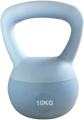 Immagine prodotto di Manubrio kettlebell imbottito, 10 kg, con riempimento in sabbia e ghisa, impugnatura antiscivolo, ideale per l'allenamento a casa