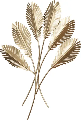 Produktbild von Blätter Wandkunst Gold H72cm 3D Metallbild Wandbild Metall Wanddeko Floral Deko