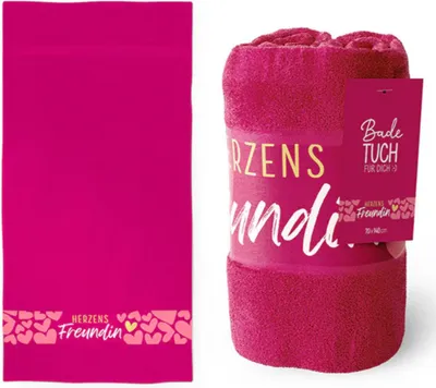 Produktbild von Badetuch Powerfrau, 70 × 140 cm, pink, 100 % Baumwolle
