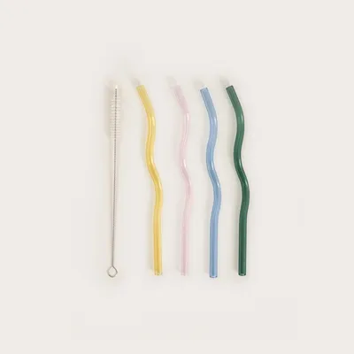 Zdjęcie produktu dla HOMLA Zestaw słomek RITHI SUMMER kolorowych z czyścikiem 20 cm. 5 el.