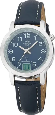 Master Time MTLA-10490-32L Damen-Funkuhr Lederband Blau 1