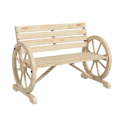 Obrázek produktu pro 2místná zahradní lavice s područkami ve venkovském stylu Lavice Parková lavice s nosností až 240 kg Jedlovité dřevo 105,5 x 56 x 79 cm Přírodní