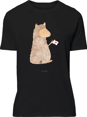 Produktbild von Mr. & Mrs. Panda Tshirt Alpaka Fahne - Schwarz - Geschenk, Shirt, Alpakas, S T-Shirt, oberteil, Liebe, Lama, Lamas, Motiv