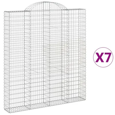Imagen del producto de vidaXL: Muros de contención tipo gavión con arco, 7 unidades, 200x30x220/240 cm, hierro galvanizado