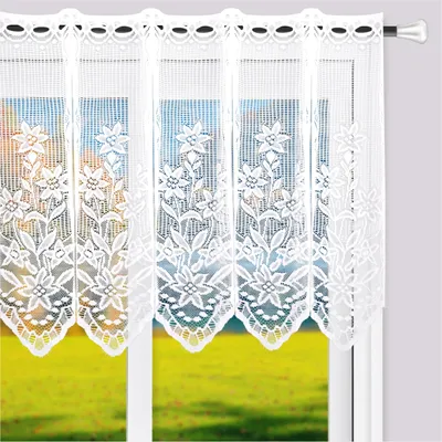 2er-Set halbtransparente Vorhänge, Blumenmuster, 74x60 cm, Polyester