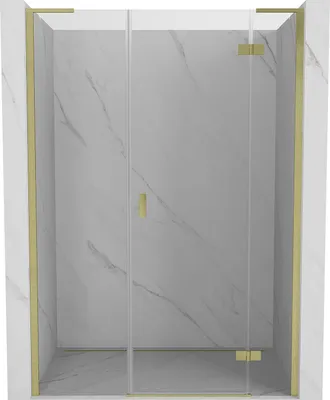Image de Mexen Mist-H L Porte de douche droite 140 cm, transparente, or brossé - 8A5L-140-001-55-00-P