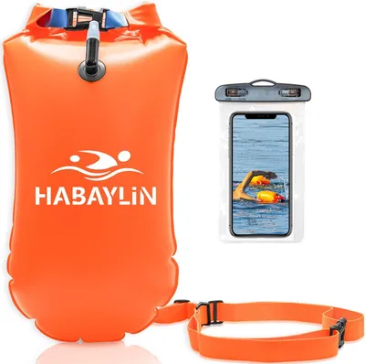 Obrázek produktu pro Plavecká bóje o objemu 20 litrů, oranžová, vhodná pro triatlon, vodotěsná brašna, nastavitelný bederní pás