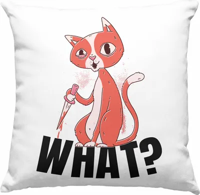 Produktbild von Trendation - What Katze Geschenk Grafik Lustige Katze Deko-Kissen mit Füllung 40x40 (Grau)