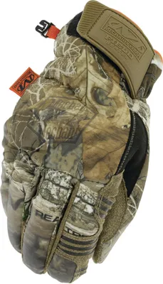 A single camouflage glove is shown against a white background.