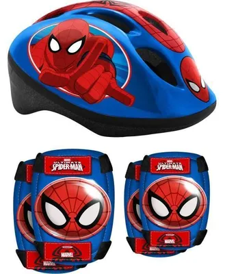 Produktbild von Fahrradhelm mit Knieschoner und Ellbogenschoner, STAMP Spider-Man, Einstellbarer Kopfumfang, Blisterpackung, Jungen