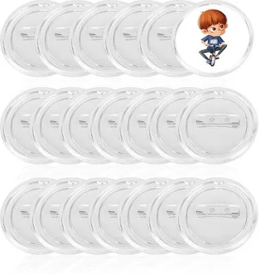 Obrázok produktu pre Sada priehľadných akrylových špendlíkov, okrúhle biele špendlíky, 37 mm, na ručné práce