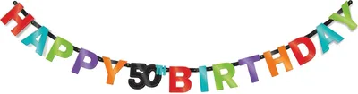 Produktbild von 50. Geburtstag Happy Birthday Girlande Banner Partydeko Raumdeko bunt