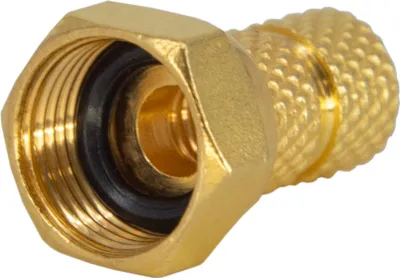 Produktbild von PremiumX 100x F-Stecker 4mm schraubbar 4,0 mm Aufdrehstecker Gold