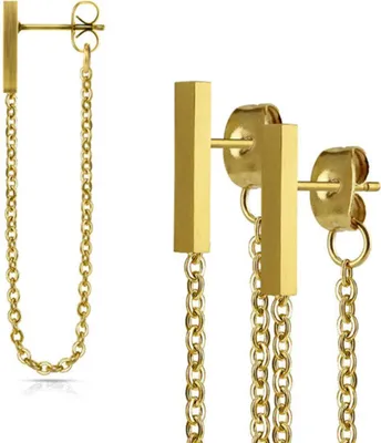 Produktbild von Ohrstecker „Ketten mit Stab“: Edelstahl Ohrringe Gold