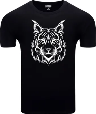 Produktbild von Diarbo Herren T-Shirt mit Tierliebhaber Druck Luchskopf Schwarz Gr.XXL