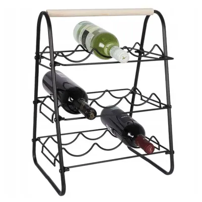 Produktbild von Trends4You Flaschenständer Weinregal Weinflaschenhalter aus Metall schwarz für 9 Flaschen stabil 33x29x46 cm