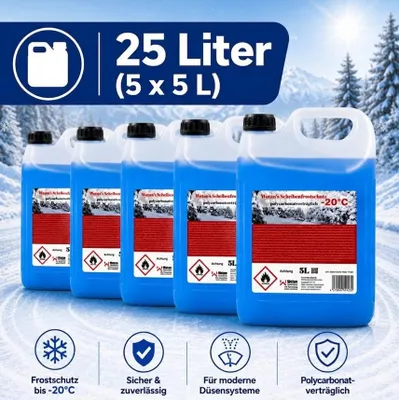 Produktbild von 25 L Scheibenfrostschutz -20°C Scheibenwischwasser Fertigmischung 5 x 5 L Kanister