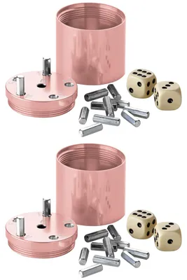Produktbild von BestSaller 30062 SUPER SIX Würfelspiel Aluminum 'Sonder Edition', 36 Spielstäbchen & 2 Würfel, roségold (2 Stück)