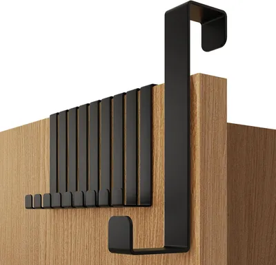 Produktbild von Türgarderobe 4smile Türhaken-Set – 10 Stück, 1,5 cm und 2,2 cm – Schwarz beschichteter Edelstahl, Türhaken für Garderobe und Aufbewahrungsregal
