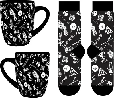 Produktbild von Harry Potter - Tasse/Socken-Set "Dark Arts" PM10946 (Einheitsgröße) (Schwarz/Weiß)
