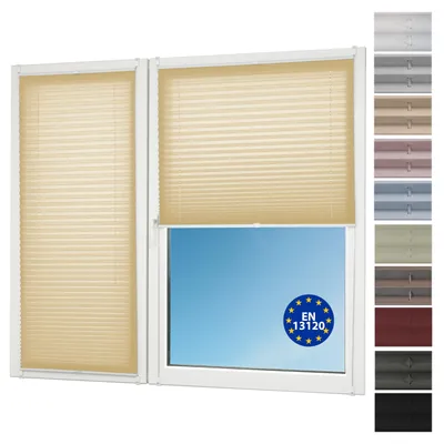 Produktbild von Sunlusso Plissee Klemmfix ohne Bohren – Faltrollo blickdicht & lichtdurchlässig, Sichtschutz für Fenster – 90 x 120 cm, Creme Crash