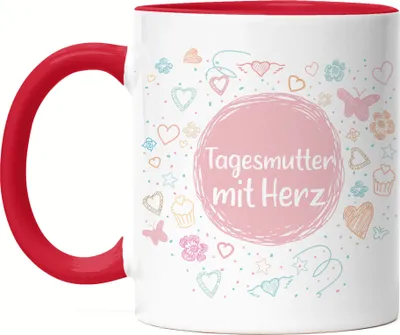 Produktbild von Tagesmutter mit Herz Tasse Rot  Dankeschön Geschenk Danke Sagen Für Alles Tagesmutter