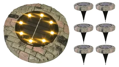 Produktbild von 6x LED Solarleuchte Steinoptik warmweiß Gartenleuchte Leuchtstein Gartendeko