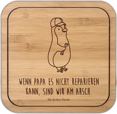 Produktbild von Mr. & Mrs. Panda Untersetzer Kork Wenn Papa es nicht reparieren kann, sind wir am Arsch - Transparent - Geschenk, Opa, Tischschoner, Coaster, Tassenuntersetzer, Pinguin