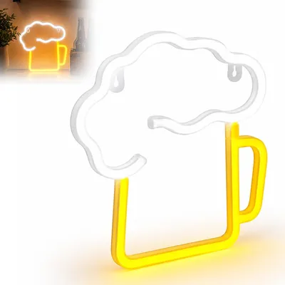 Produktbild von Bier Neon Schild LED, Bierglas Neon Licht mit USB und Batterie Betrieb, Bar Deko Wanddeko für Party, Kneipe, Zuhause und Geschenk