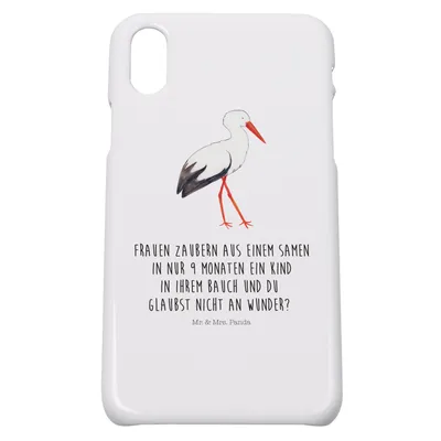 Produktbild von Mr. & Mrs. Panda Iphone 10 Handyhülle Storch - Weiß - Geschenk, Cover, Schwanger, Lustige Sprüche, Mutter, Schwangerschaft, Mütter, Störche, Hülle, Handy, Baby, X