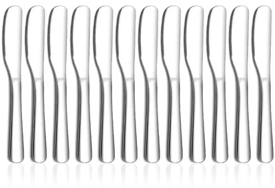 Buttermesser aus Edelstahl, 12 Stück, silber, klassisch