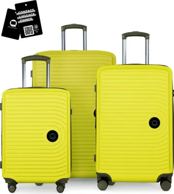 Produktbild von Hauptstadtkoffer MITTE - Gepäck-Set 3 Koffergrößen + digitaler Namensschild Gepäckanhänger, Reisetrolleys mit XL Erweiterung Kofferset Aufgabegepäck ,Lemon