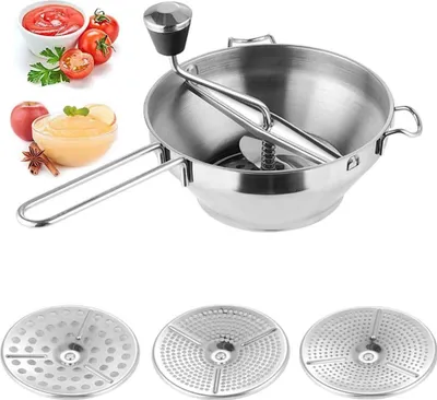 Produktbild von Passiergerät aus Edelstahl mit 3X Siebeinsatz, Passiermühle spülmaschinengeeignet