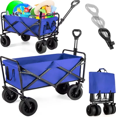 Produktbild von Outtec® Faltbar Handwagen, Bollerwagen, Einkaufstrolley, Transportwagen - 100 Liter, bis 100 kg - 91x59x52 cm - zum Einkaufen & Camping