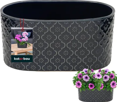 Imagen del producto de KOTARBAU® Maceta alargada interior de cerámica esmaltada, 13 x 25 cm, altura de 12 cm, color azul cobalto, macetas ovaladas, maceteros de hierbas, alféizar de ventana, macetero interior ovalado