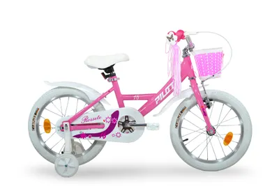 Produktbild von Pilot Bike 16 Zoll, Mädchenfahrrad Rossete, Kinderfahrrad Pink, Mit Korb, Stützrädern & Schutzblechen  V-Brake,  Stahlrahmen  1-Gang