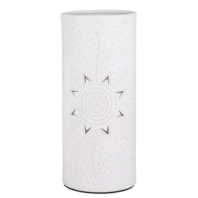 Produktbild von Gilde Lampe Zylinder "Sonne" weiß Fassung E14, max. 40 Watt, 220-240V H: 28 cm B: 12 cm T: 12cm 32283
