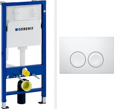 Produktbild von GEBERIT DUOFIX BASIC WC Vorwandelement mit GEBERIT DELTA25 Betätigungsplatte, weiß