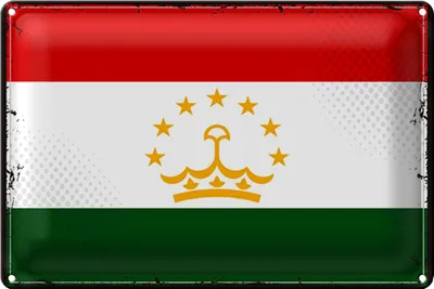 Produktbild von Blechschild Flagge Tadschikistan 30x20cm Retro Tajikistan
