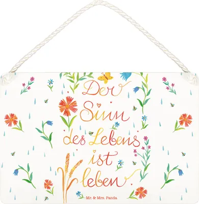 Produktbild von Mr. & Mrs. Panda Schild Sinn des Lebens DIN A4 - Geschenk, Türschild, Motivation, Zitat, Spruch, Leben, Dekoration, wandtafel, Wandbild Holz, holzbild, Holzschild