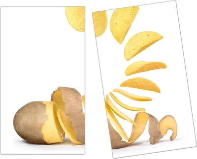 Produktbild von Spritzschutz Herdabdeckplatte Schneidebrett aus Glas Kartoffelschnitze 2-Teilig (60x52cm)