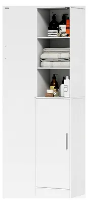Produktbild von Hochschrank für das Badezimmer mit 2 Türen, verstellbaren Regalen, 40 x 35 x 180 cm, Weiß