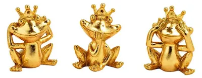 Produktbild von 3 Frösche goldfarbene Dekofiguren Nichts hören sehen sagen 8 cm