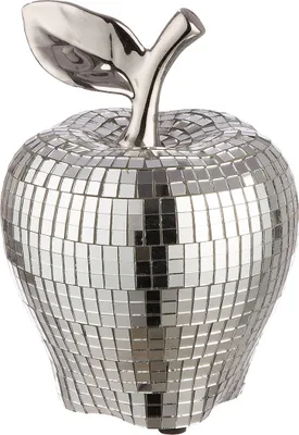Zdjęcie produktu dla Gilde Dekoobjekt, Apfel, "Disco", Keramik, silberfarben, VE 3, H. 15 cm, D. 11 cm 54434