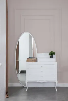 Immagine prodotto di Comodino con specchio, mobili per camera da letto, design in legno, colore bianco