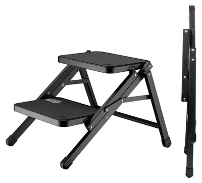 Obrázek produktu pro Wiltec Camping Dvojitý schůdek do 200 kg, 2 stupně Schůdek z oceli, žebřík pro kempování, outdoorové aktivity a domácnost